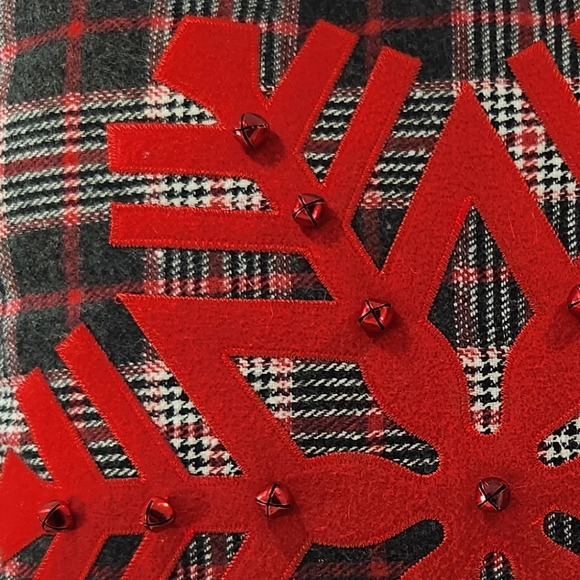 Snowflake Jingle Bells Holiday Winter Christmas Decorative Throw Pillow - Picture 4 of 4